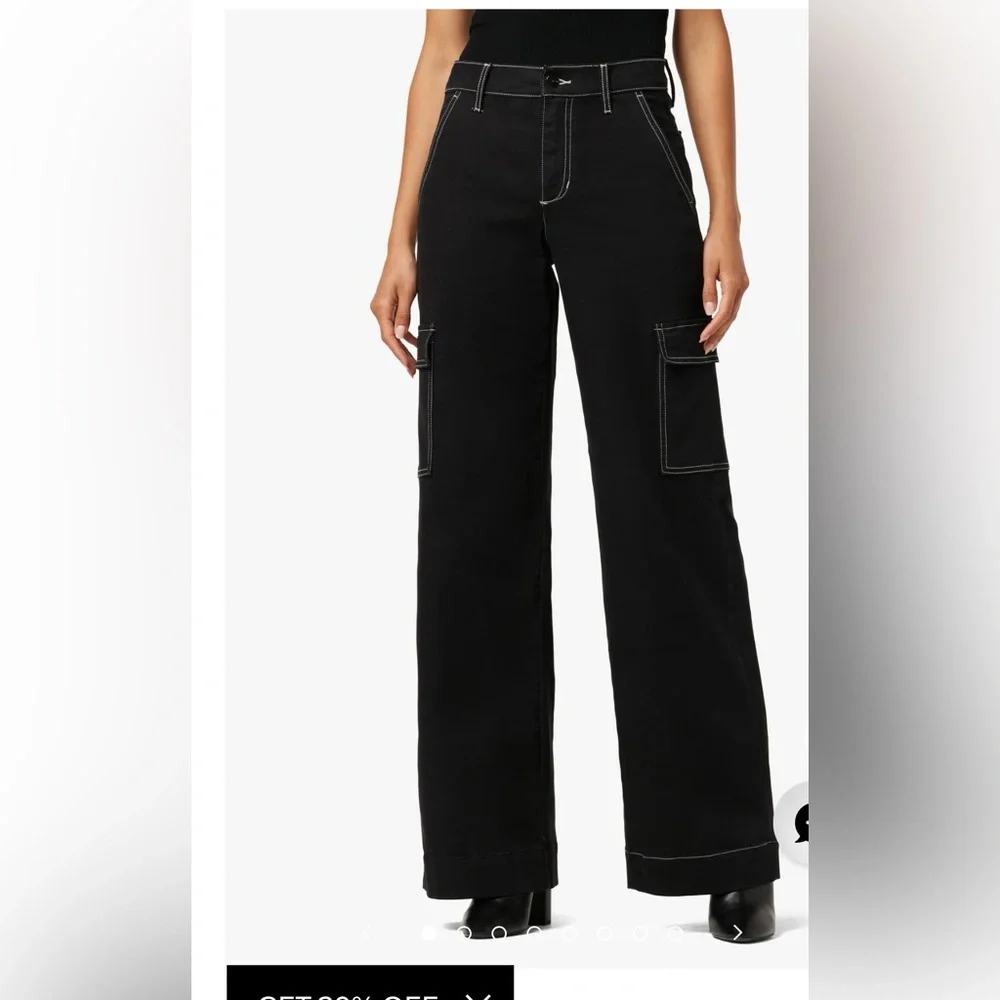 Joes Jeans the Farah High-Rise Black Cargo Wide-Leg Jeans pants 33 NWT
